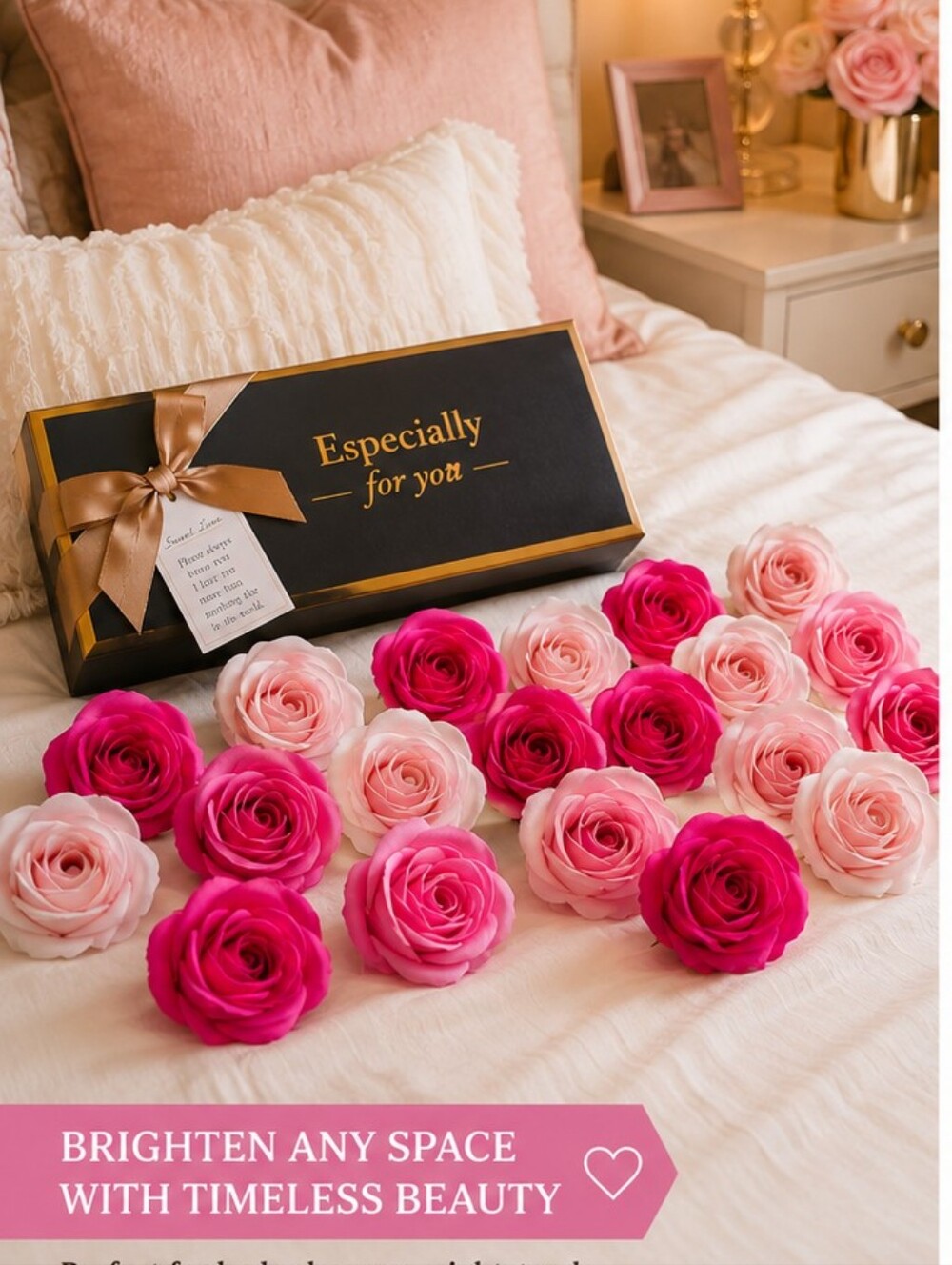 18-Piece Realistic Pink Rose Flower Set | Luxury Home Décor & Gift